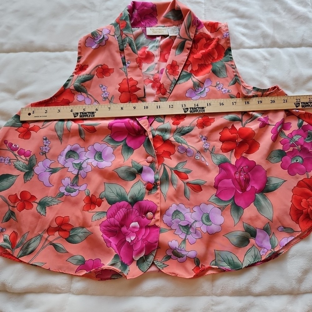 Vintage Victorias Secret Gold Label Floral Pajama Set Peach Pink Orange Medium - Picture 12 of 12